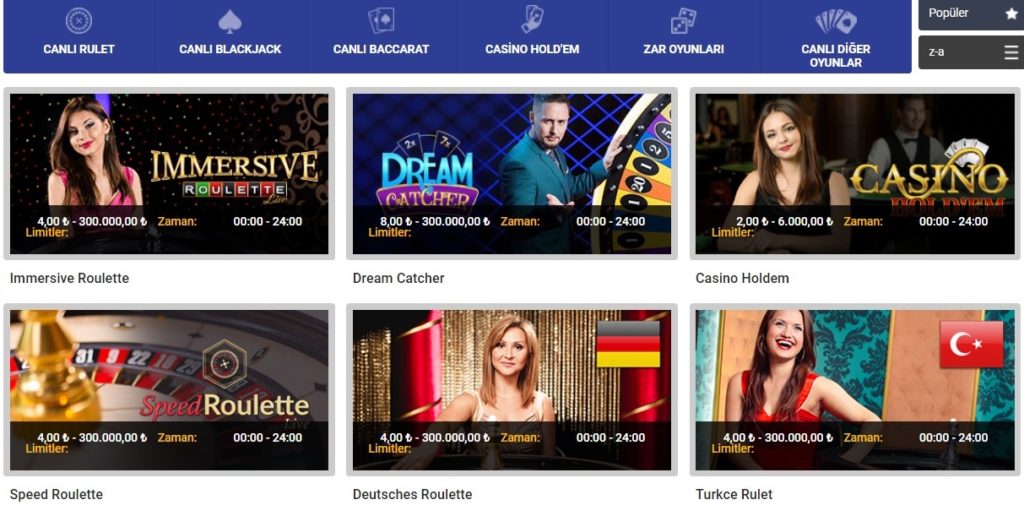 Rüyabet canlı casino oyunları